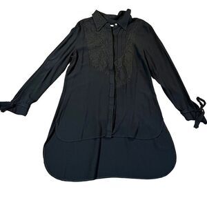 Park Macca Asymmetrical Black Button Down Size 44